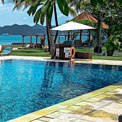 Pool und Meer, Seychellen im Hintergrund, CC0 Creative Commons