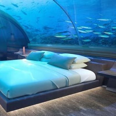 The Muraka - Schlafzimmer der Unterwasser Suite -Conrad Maldives Rangali Island